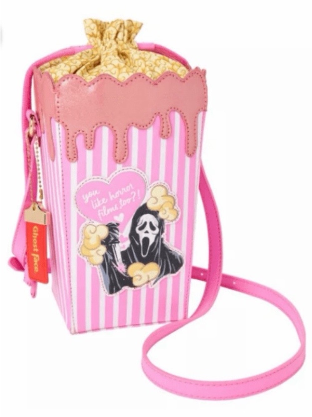 New 2026 Spirit Halloween Ghost Face Pink Scream Crossbody Purse Popcorn Bag